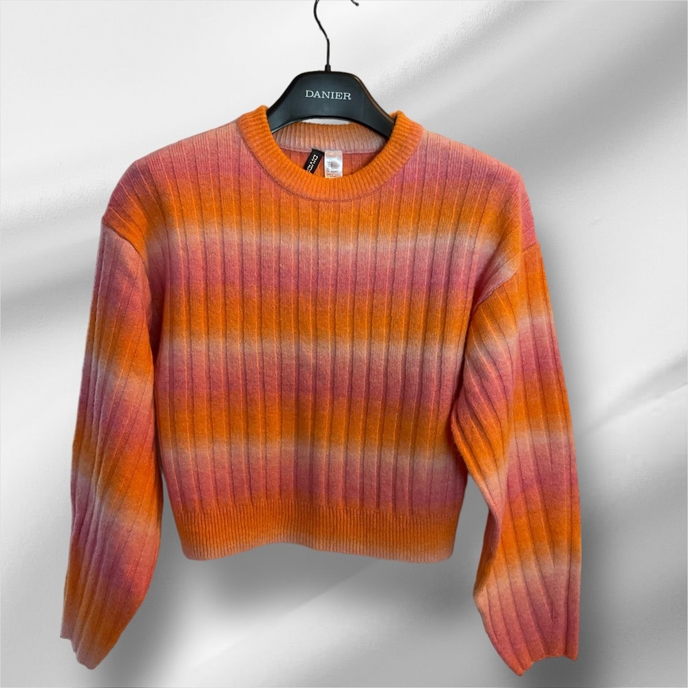 Divided H&M Crop Sweater Pink / Orange / Cream in Perfection Condition